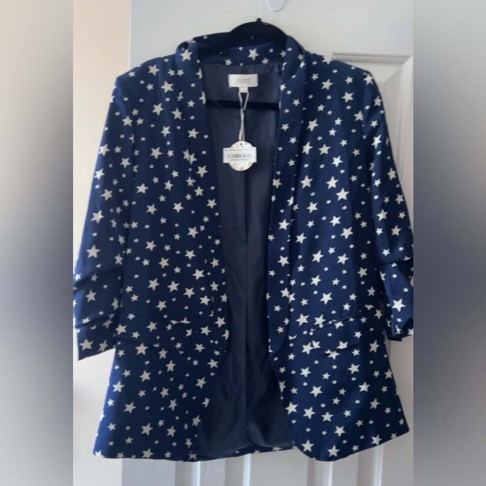 Star-Patterned Navy Women's Blazer